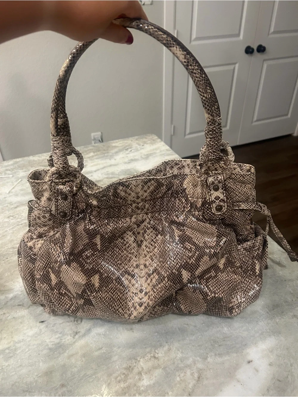 Orvieto by Estes Park Snake-Print Shoulder Bag in Brown - Picture 1 of 5